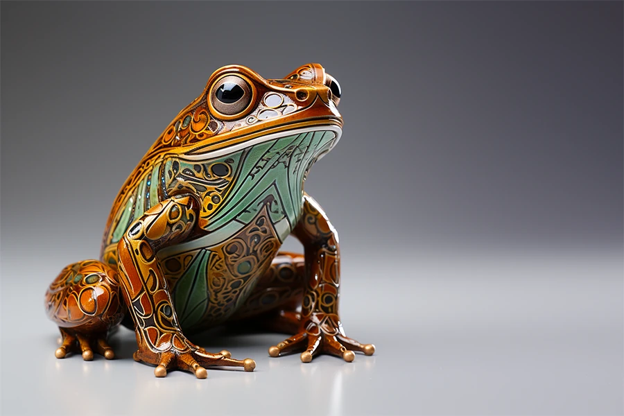 Plateau du jeu de la grenouille en bois avec palets en fonte