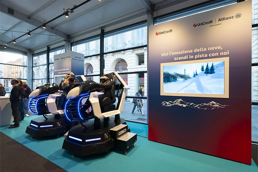 Simulateur VR scooter des neiges avec casque et guidon